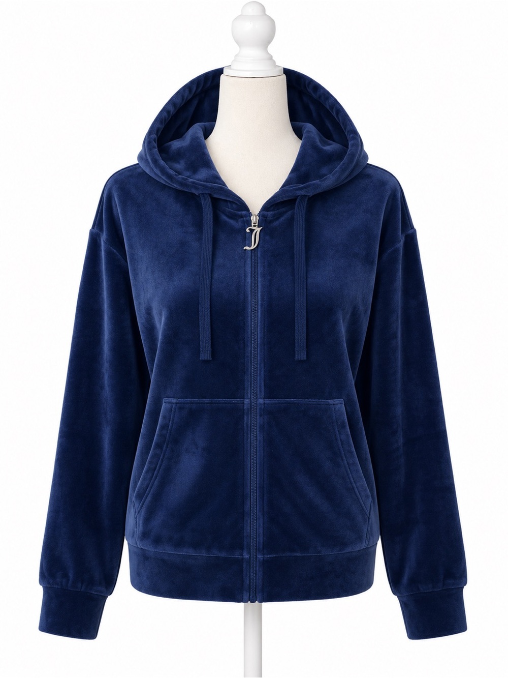Juicy Couture Navy Plush Zip Front Hoodie Jacket